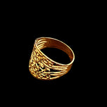 10K Yellow Gold Diamond Cut Filigree Open Work Lace Etched Band Ring Size 7 1/2