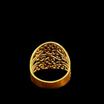 10K Yellow Gold Diamond Cut Filigree Open Work Lace Etched Band Ring Size 7 1/2