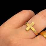 14K Yellow Gold Cross / T Ring Italy AR Golden Clef Ring Size 6 1/4