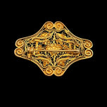 Sterling Silver Vermeil Art Nouveau Filigree, Enamel & Turquoise Brooch