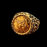 9K Yellow Gold 1853 Tallar Signet Coin Ring T&S Makers Mark