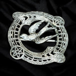 Sterling Silver Antique Early 1900s Swallow Bird Brooch C Clasp
