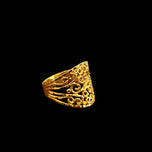 10K Yellow Gold Diamond Cut Filigree Open Work Lace Etched Band Ring Size 7 1/2