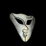 Modernist Abstract Face Sterling Silver Mask Brooch