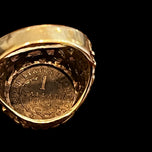 9K Yellow Gold 1853 Tallar Signet Coin Ring T&S Makers Mark