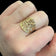 10K Yellow Gold Diamond Cut Filigree Open Work Lace Etched Band Ring Size 7 1/2