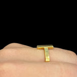 14K Yellow Gold Cross / T Ring Italy AR Golden Clef Ring Size 6 1/4