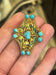 Sterling Silver Vermeil Art Nouveau Filigree, Enamel & Turquoise Brooch