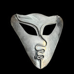 Modernist Abstract Face Sterling Silver Mask Brooch