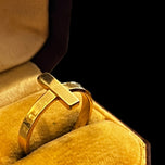 14K Yellow Gold Cross / T Ring Italy AR Golden Clef Ring Size 6 1/4
