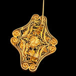 Sterling Silver Vermeil Art Nouveau Filigree, Enamel & Turquoise Brooch