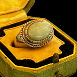 Sterling SIlver, Jade & 14K Gold Ring Size 9 1/4