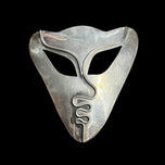 Modernist Abstract Face Sterling Silver Mask Brooch