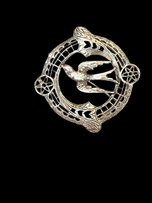 Sterling Silver Antique Early 1900s Swallow Bird Brooch C Clasp