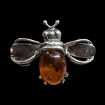 Sterling Silver & Amber Bee Brooch