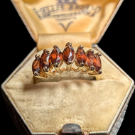 10K Yellow Gold Marquise Cut Multi Garnet Ring Size 6.5