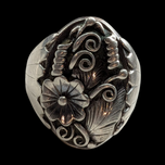 Sterling Silver Navajo Flower 3-D Foliage Ring Size 10 1/4