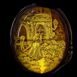 Sterling Silver Intaglio Courting Scene in Amber Brooch