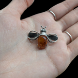 Sterling Silver & Amber Bee Brooch