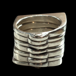 Sterling Silver Modernist 7 Band Stacker Statement Ring Size 7.5