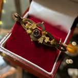Antique Edwardian 9CT Rose Gold & Green Gold Amethyst Bar Brooch
