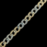 10K White and Yellow Gold Diamond Etched Chain Link Bracelet