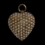 14K Antique Victorian Yellow Gold and Seed Pearl Heart Charm / Pendant or Brooch