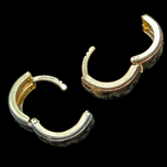 Tri-Coloured 10K Gold Diamond Etching Pattern Huggie Hoop Earrings