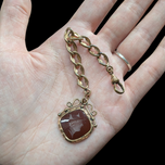Gold Filled Carved Carnelian Intaglio Watch Fob Chain with Dog Clip