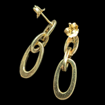 14K Yellow Gold Oval Chain Link Drop Pierced Earrings