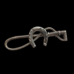 Sterling Silver Horse Rider Crop Brooch Horseshoe Equestrian