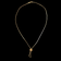 14K Yellow Gold Chain Necklace with Diamond Flower Lariat Style