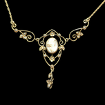 Antique Victorian 14K Gold Seed Pearl Lavalier Necklace