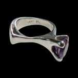 Sterling Silver Purple Sapphire Modernist  / Abstract MCM Ring 6.5 Artist Signed