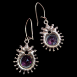 9C Gold & Garnet Ornate Antique Hook Wire Pierced Earrings 9K