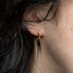 14K Yellow Gold Hoops Earrings Hollow Puffy