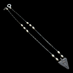 Metal and Mother of Pearl 800 Silver Triangle Perfume Vial Pendant Necklace by Kathy Barrick