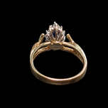 14K Yellow Gold Marquise Cut Sapphire and Diamond Halo Ring Size 3 1/2