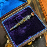 Antique Victorian Sterling Silver Lace Agate & Foil Back Iolite Scottish Dirk Pin Brooch