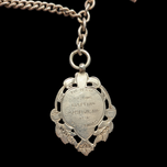 1926 Antique Sterling Silver Pocket Watch Fob With Dog Clip / T-Bar 1926 Medal / Pendant