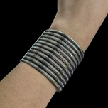 Sterling Silver Large Wide Coil Ribbed Cuff Taxco Mexico Bracelet