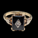 10K White and Yellow Gold, Onyx, and Diamond Signet Style Ring Size 6