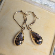 14K Yellow Gold Teardrop Hoop Hinge Earrings
