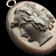 Antique 19th Century Gutta Percha Mourning Cameo Locket Pendant Left Facing Portrait