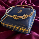 Antique Victorian 19th Century 10K Gold and Seed Pearl Hinged Bracelet