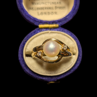 14K Yellow Gold Cultured Pearl & Diamond JWD / Birks Ring Size 6