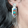 Sterling Silver Geometric H. Lewis Earrings Navajo Inlay Turquoise / Gemstones