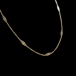 14K Yellow Gold Station Necklace 17"