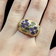 14K Yellow Gold Amethyst & Peridot Floral Flower Motif Ring