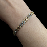 10K White and Yellow Gold Diamond Etched Chain Link Bracelet